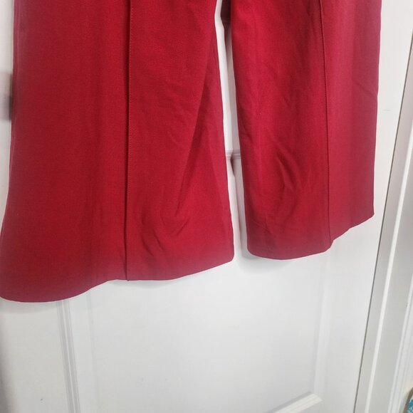 Moda international Red high waisted paper bag flare wide leg dress pants size 10 - Picture 11 of 12